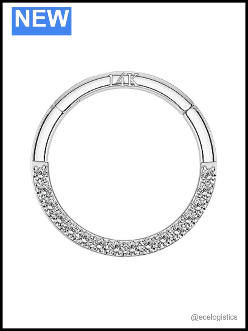 14K Solid Gold Nose Ring Septum Hoop 18g 16g 20g Daith Clicker